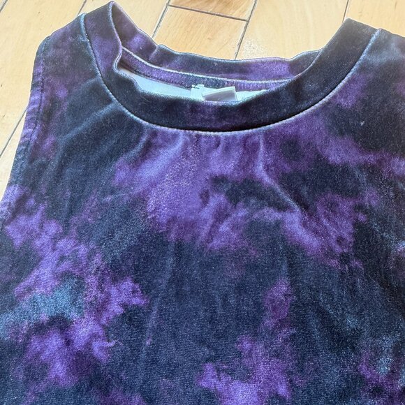 TOPSHOP Velvet Velveteen Velour Purple Tie Dye Crop Top Size Small 4-6 - Picture 4 of 9